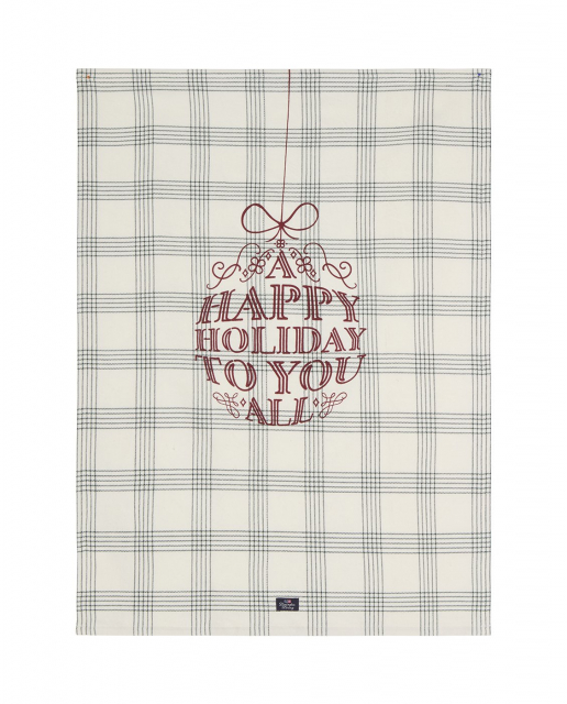 Happy Holiday kökshandduk - white/green