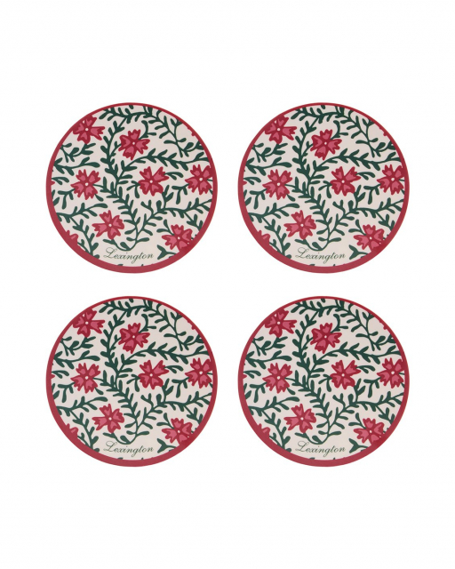 Flower glasunderlägg, 4-pack - red/green/white