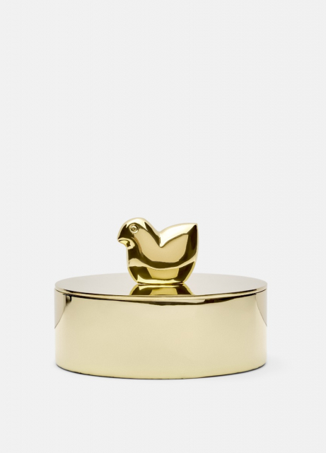 Ask med duva, small - mässing