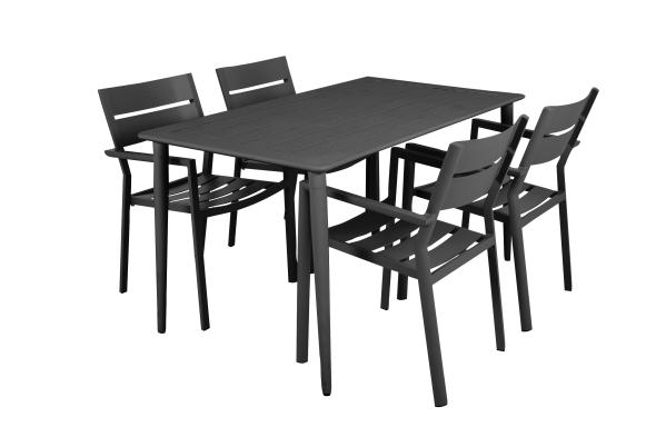Nimes / Delia matgrupp 140 cm, 4 stolar - svart
