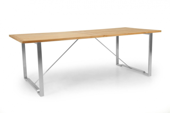 Gotland matbord 220x95 H73 cm - rostritt/teak i gruppen Utemöbler / Material / Rostfritt stål / Bord - Rostfritt stål hos Sommarboden i Höllviken AB (1216)