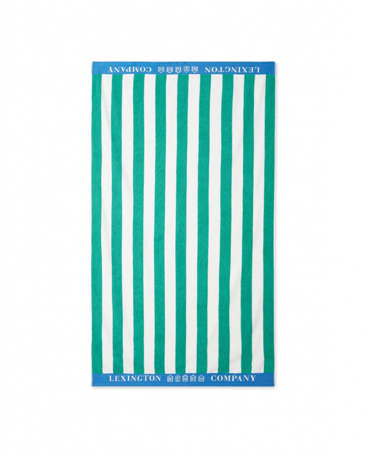 Striped Cotton Terry strandhandduk - green/white/blue i gruppen Inredning / Textilier / Handdukar hos Sommarboden i Höllviken AB (12230290-8549)
