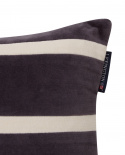 Striped Organic Cotton Velvet kuddfodral - dark gray/light beige