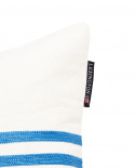 Embroidery Striped Linen/Cotton kuddfodral - offwhite/blue