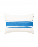 Embroidery Center Striped Linen/Cotton kudde - offwhite/blue