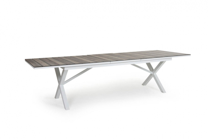 Hillmond matbord förlängningsbart 238/297x100 cm - vit/natur i gruppen Utemöbler / Material / Aluminiummöbler / Matbord - Aluminiummöbler hos Sommarboden i Höllviken AB (2646-50-26)