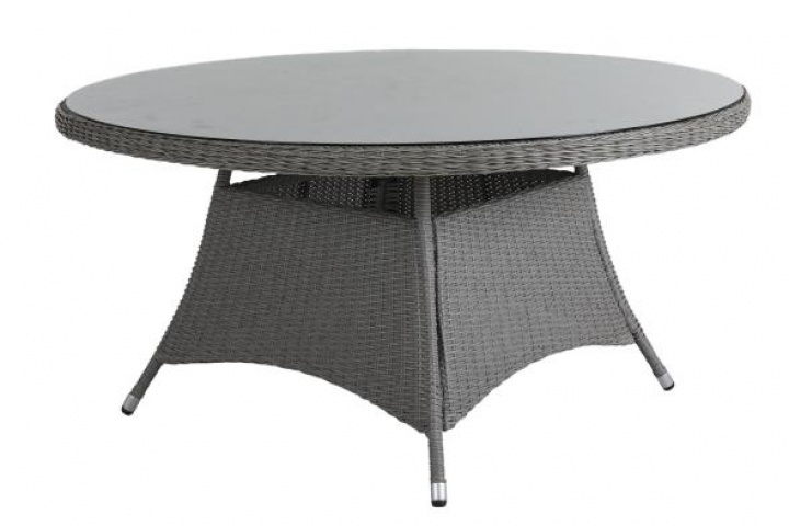 Hornbrook matbord Ø 150 H73 cm - grå/glas i gruppen Utemöbler / Material / Konstrottingmöbler / Matbord - Konstrottingmöbler hos Sommarboden i Höllviken AB (3886-71)