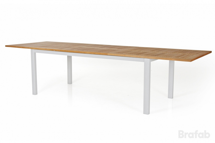 Lyon matbord teak 224-304x100 cm - vit i gruppen Utemöbler / Material / Aluminiummöbler / Matbord - Aluminiummöbler hos Sommarboden i Höllviken AB (4743-05)