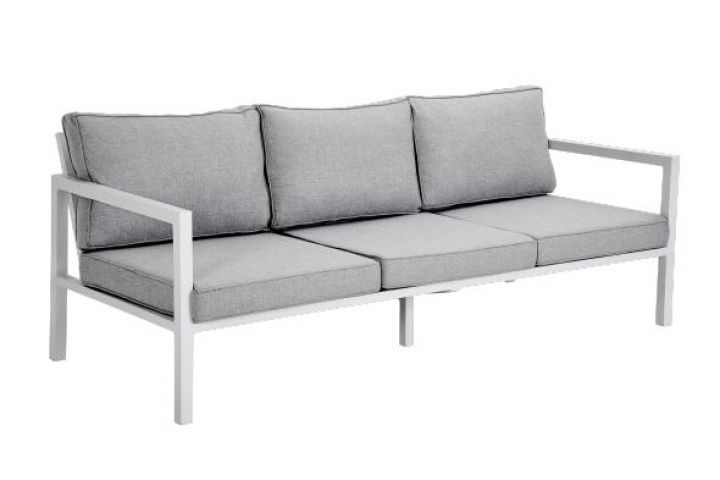 Belfort 3-sits soffa - vit/pearl grey dyna i gruppen Utemöbler / Material / Aluminiummöbler / Lounge - Aluminiummöbler hos Sommarboden i Höllviken AB (4863-5-07)