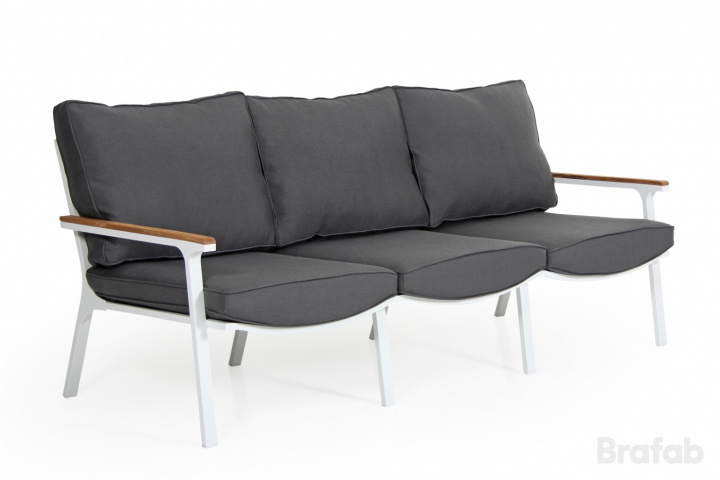 Olivet 3-sits soffa - vit/grå dyna i gruppen Utemöbler / Loungemöbler / Loungemoduler / 3-sits soffor - Loungemoduler hos Sommarboden i Höllviken AB (8123-5-79)