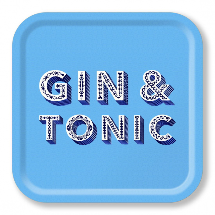 Gin & Tonic bricka 32x32 cm - sky blue i gruppen Inredning / Kök & Dukning / Brickor & Grytunderlägg hos Sommarboden i Höllviken AB (AB3232-650)